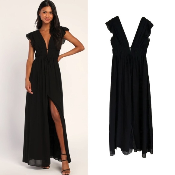 LULU's Prom Wedding Romantic Chiffon Empire Waist Maxi Dress NWT - Picture 2 of 6